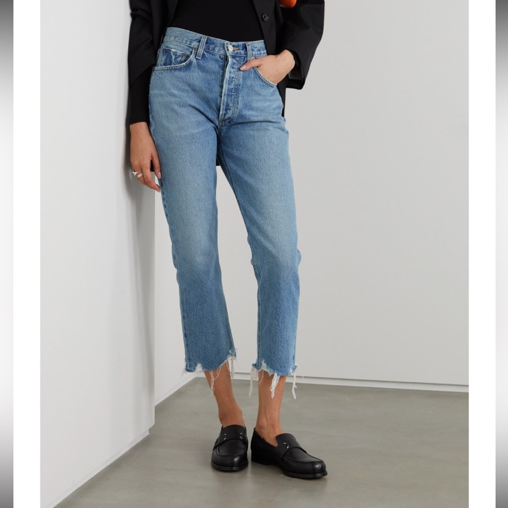 Agolde Riley cropped frayed Hem straight leg Jeans